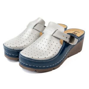 дмаско сабо в сребърно и синьо от естествена кожа