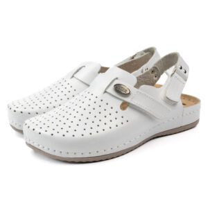 бели анатомини сандали от естествена кожа