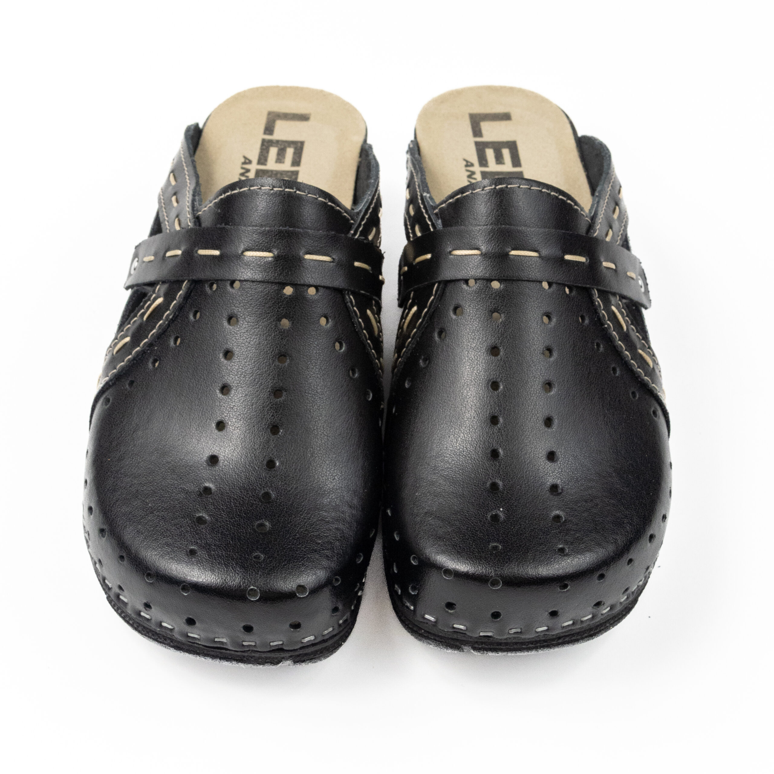 Ортопедично дамско сабо от естествена кожа – черно, с перфорации 311/2 - Image 6