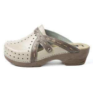 Дамско ортопедично сабо в бежово с кафяви ленти – Ledian Atomic 311/6 Дамско ортопедично сабо в бежово с кафяви ленти – Ledian Atomic 311/6