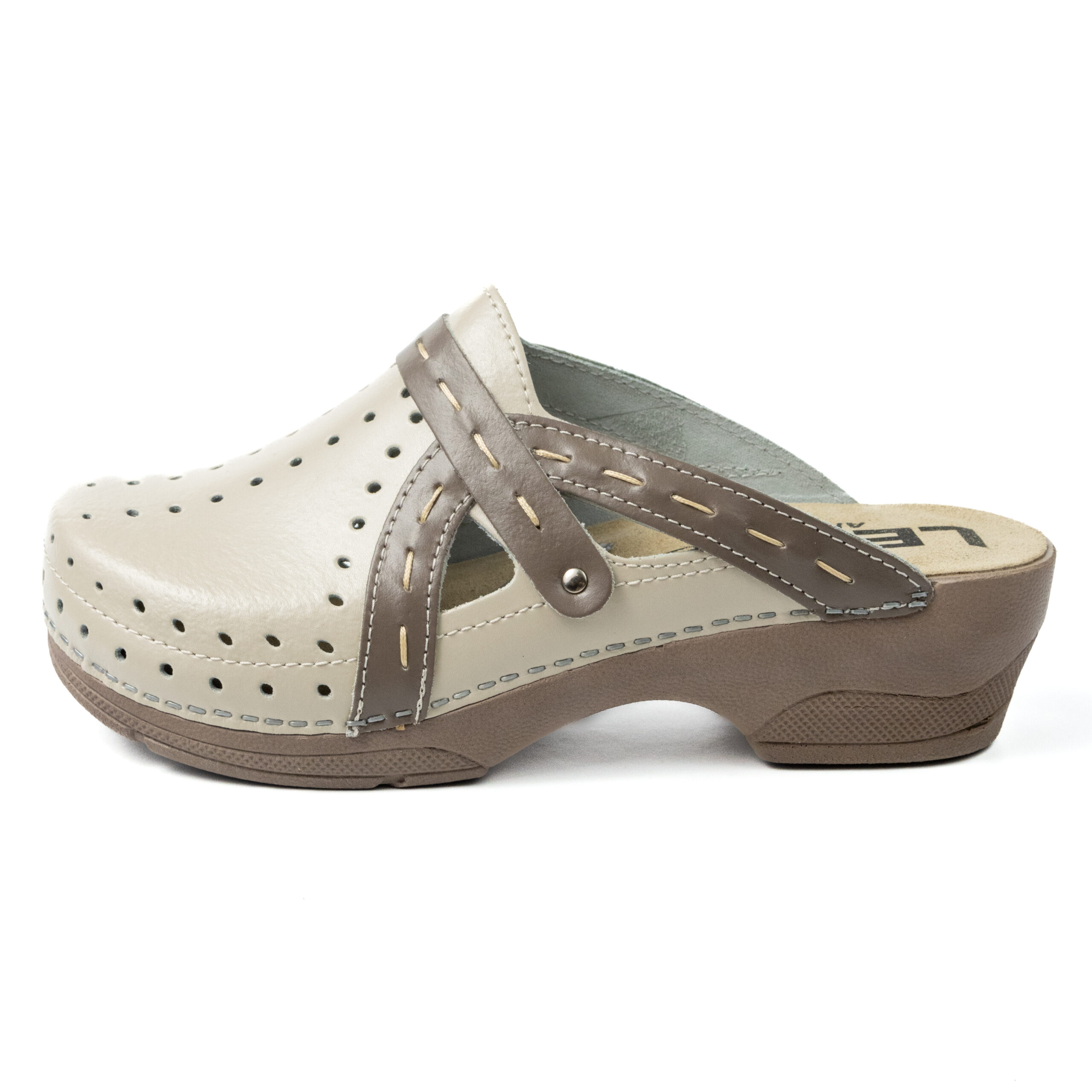 Дамско ортопедично сабо в бежово с кафяви ленти – Ledian Atomic 311/6 - Image 2