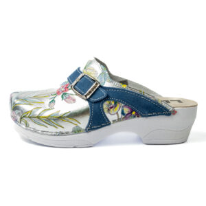 Дамско ортопедично сабо с флорален принт и синя каишка – LedianAtomic 321/D1