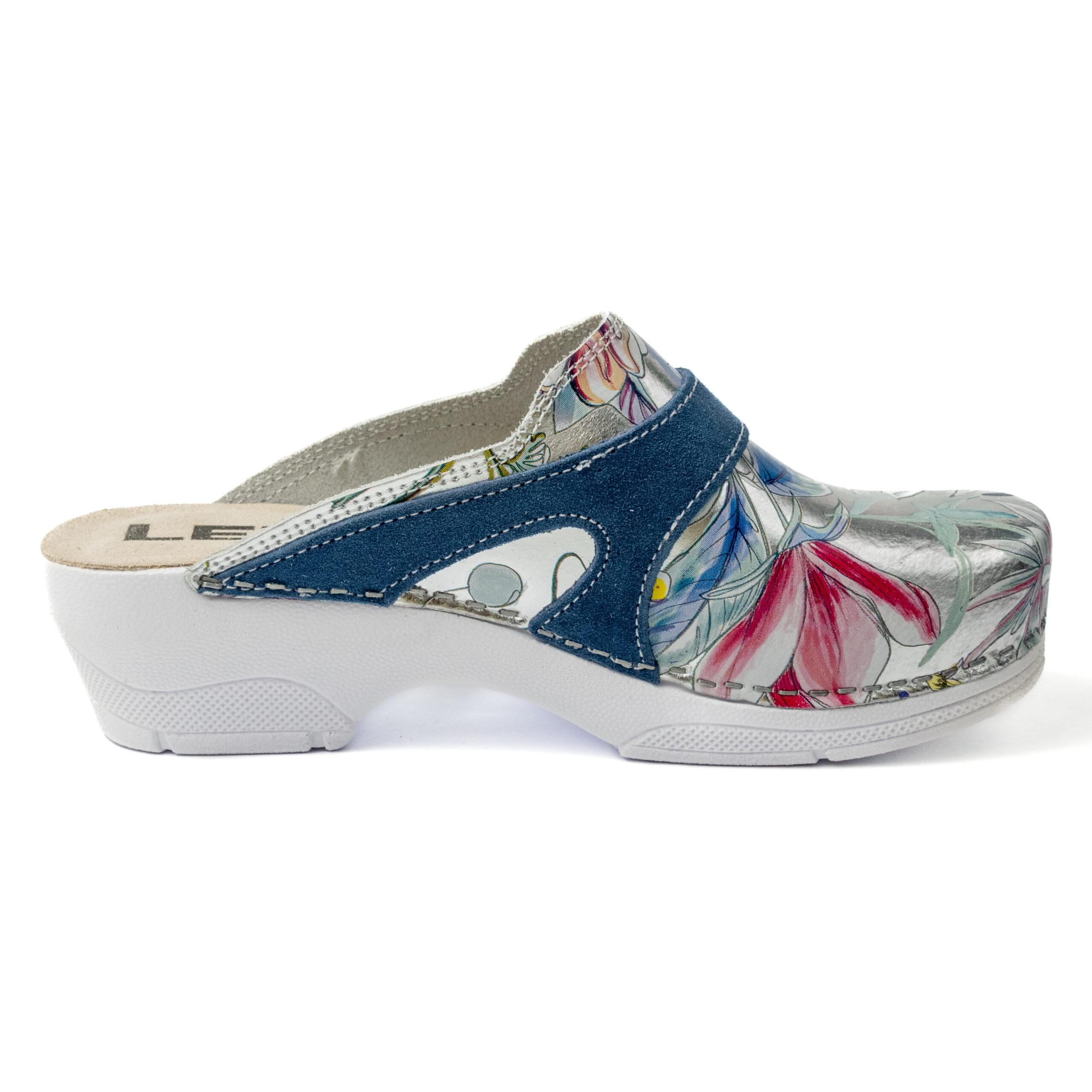 Дамско ортопедично сабо с флорален принт и синя каишка – LedianAtomic 321/D1 - Image 4