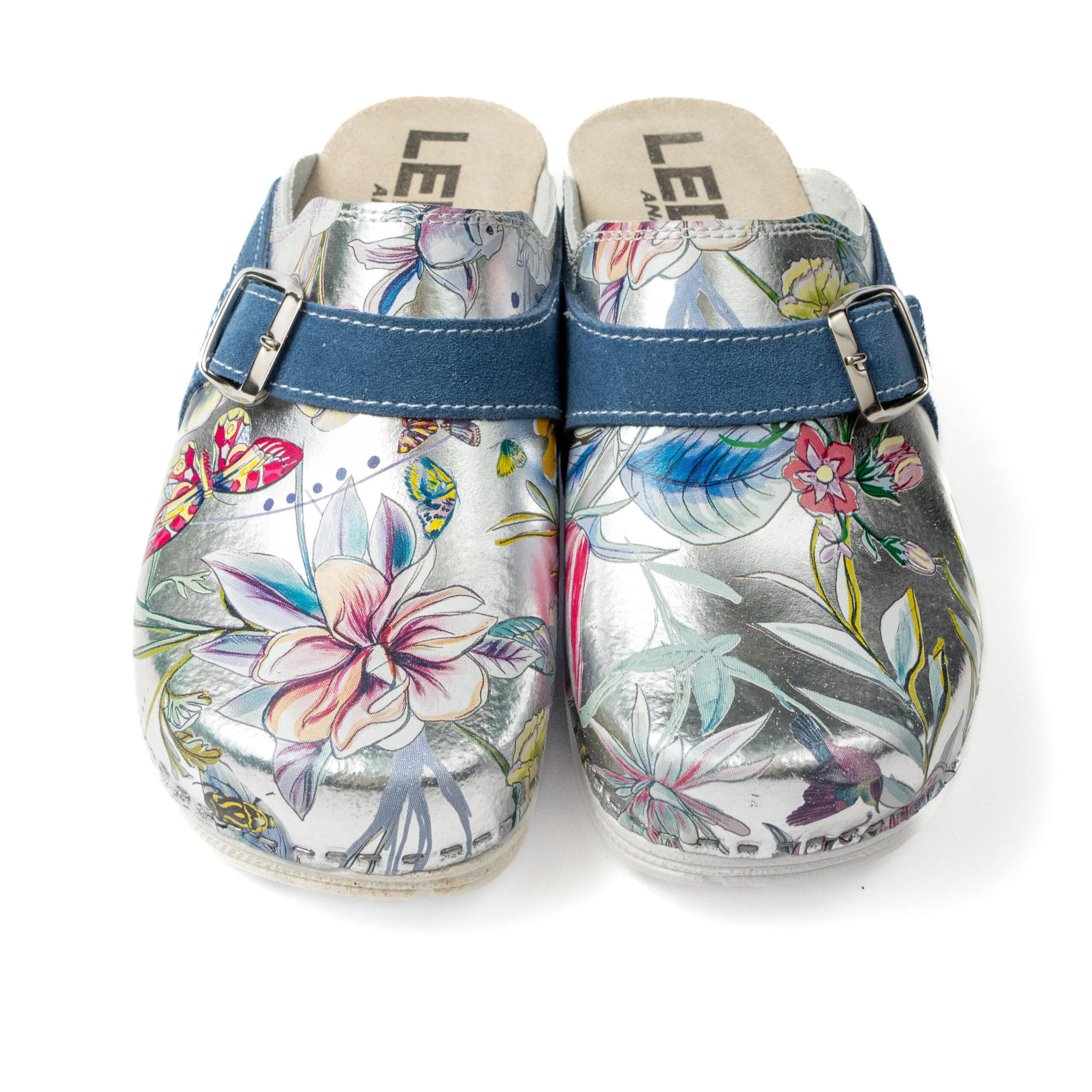 Дамско ортопедично сабо с флорален принт и синя каишка – LedianAtomic 321/D1 - Image 5