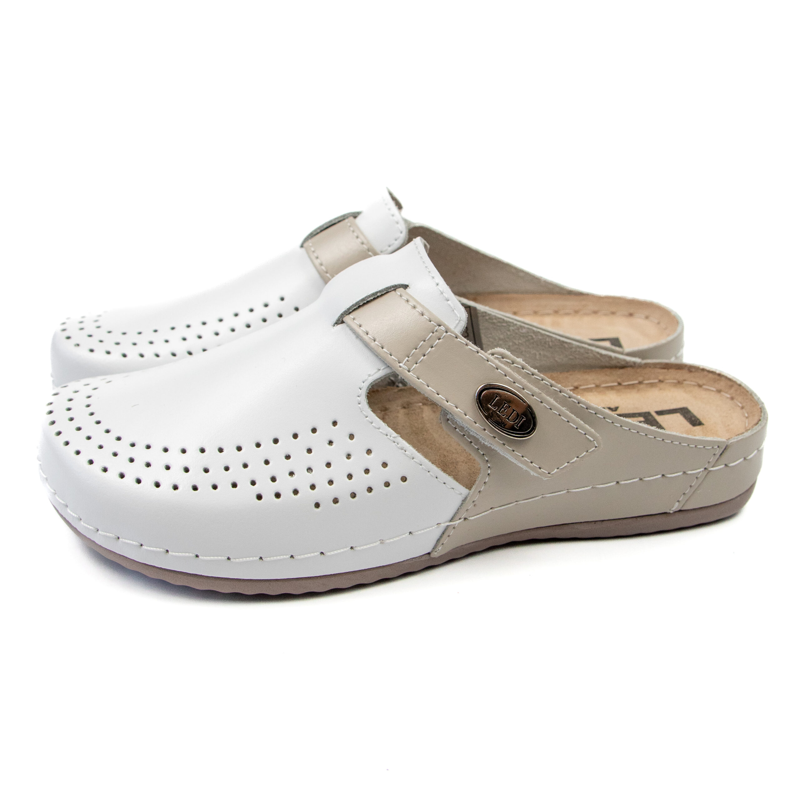 Дамско анатомично сабо ledianatomic от естествена кожа – бяло-бежово – 710/18-17 - Image 5