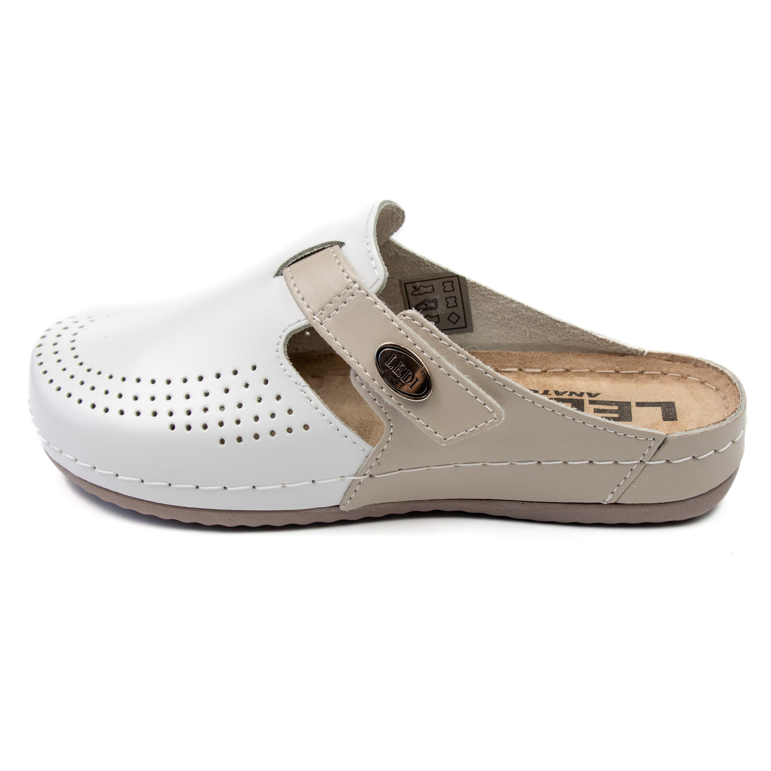 Дамско анатомично сабо ledianatomic от естествена кожа – бяло-бежово – 710/18-17 - Image 2