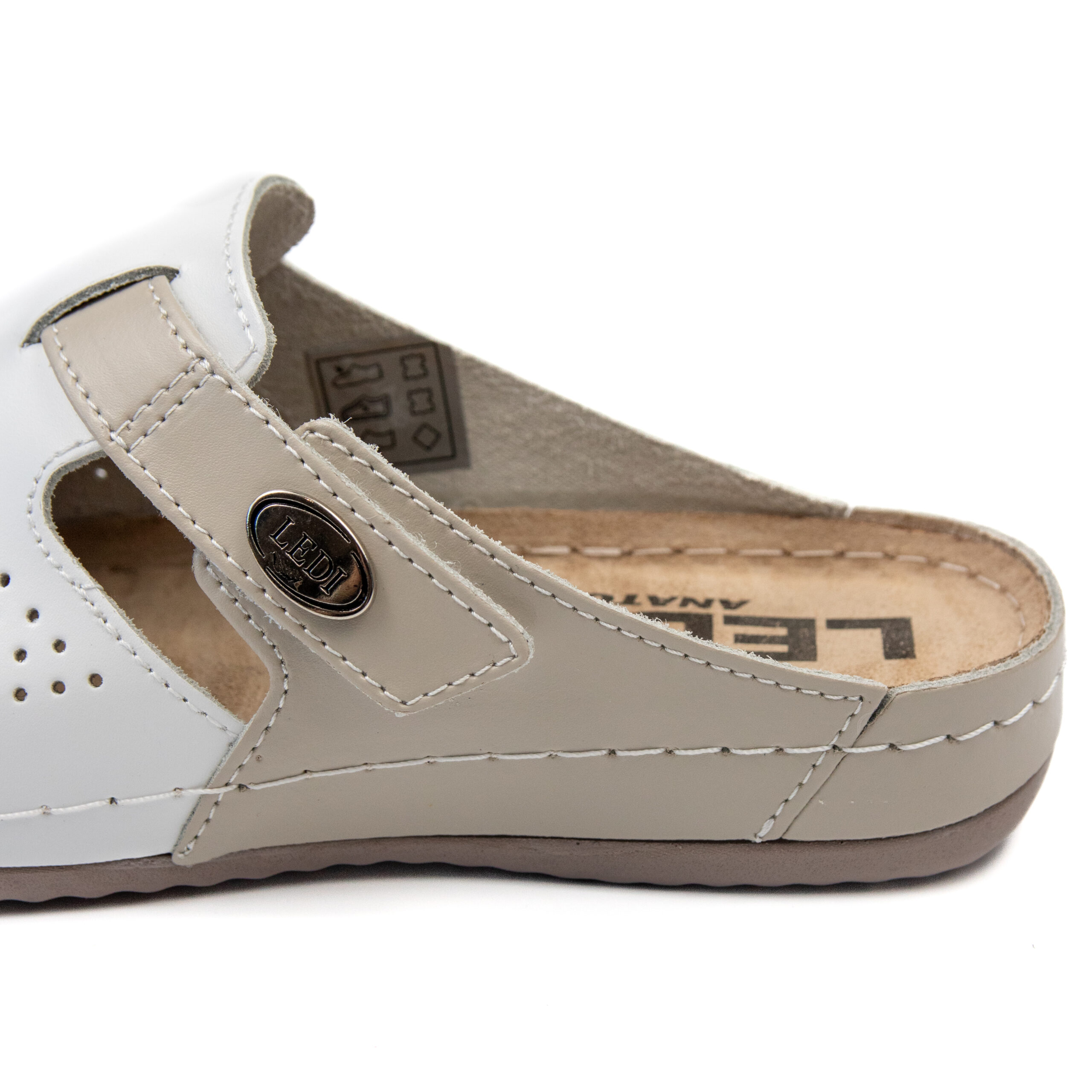 Дамско анатомично сабо ledianatomic от естествена кожа – бяло-бежово – 710/18-17 - Image 3