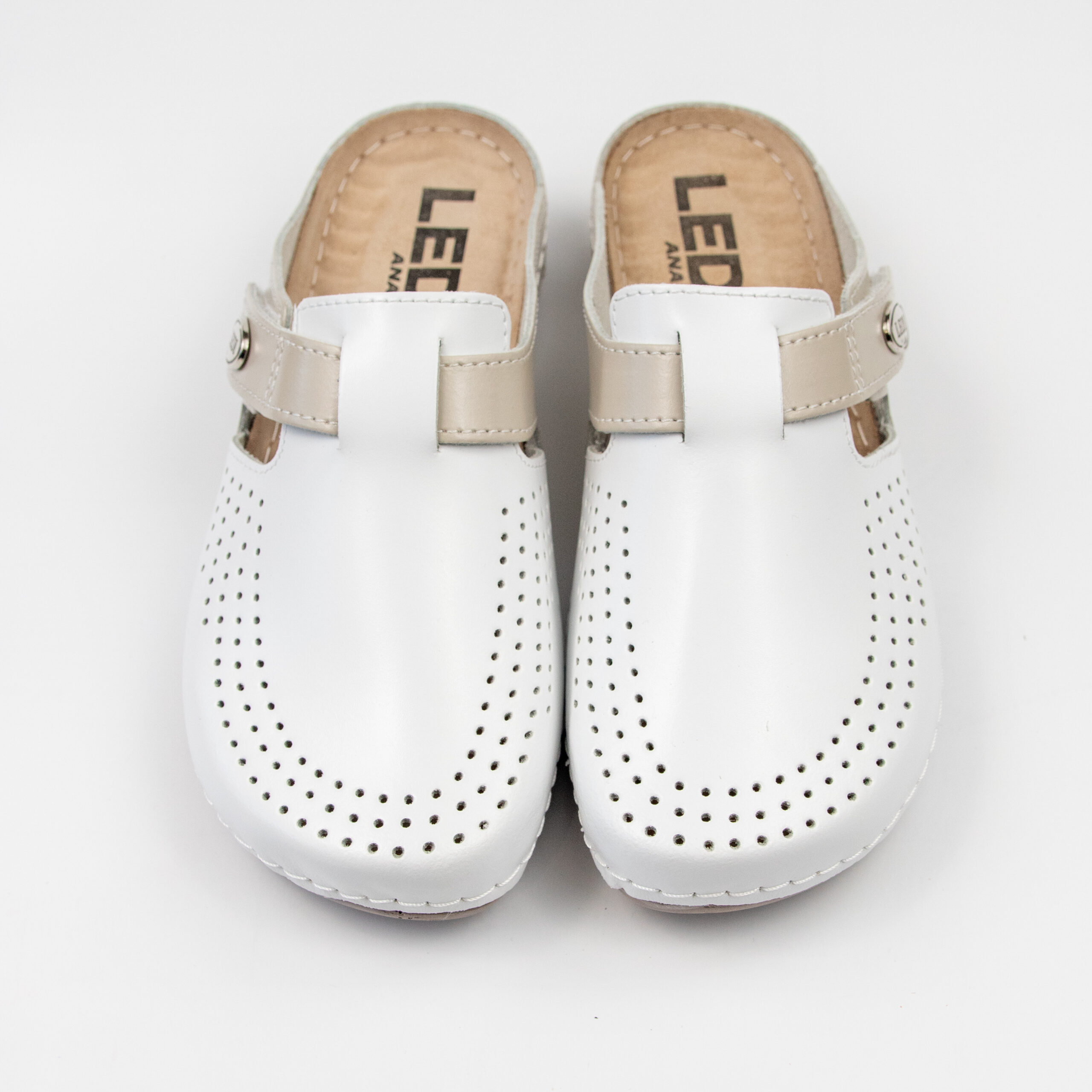 Дамско анатомично сабо ledianatomic от естествена кожа – бяло-бежово – 710/18-17 - Image 6