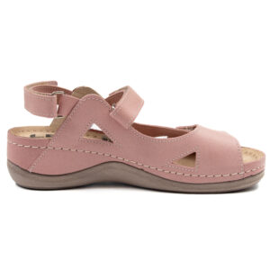 Дамски анатомични сандали от естествена кожа с антишок подложка розови 435/OR87