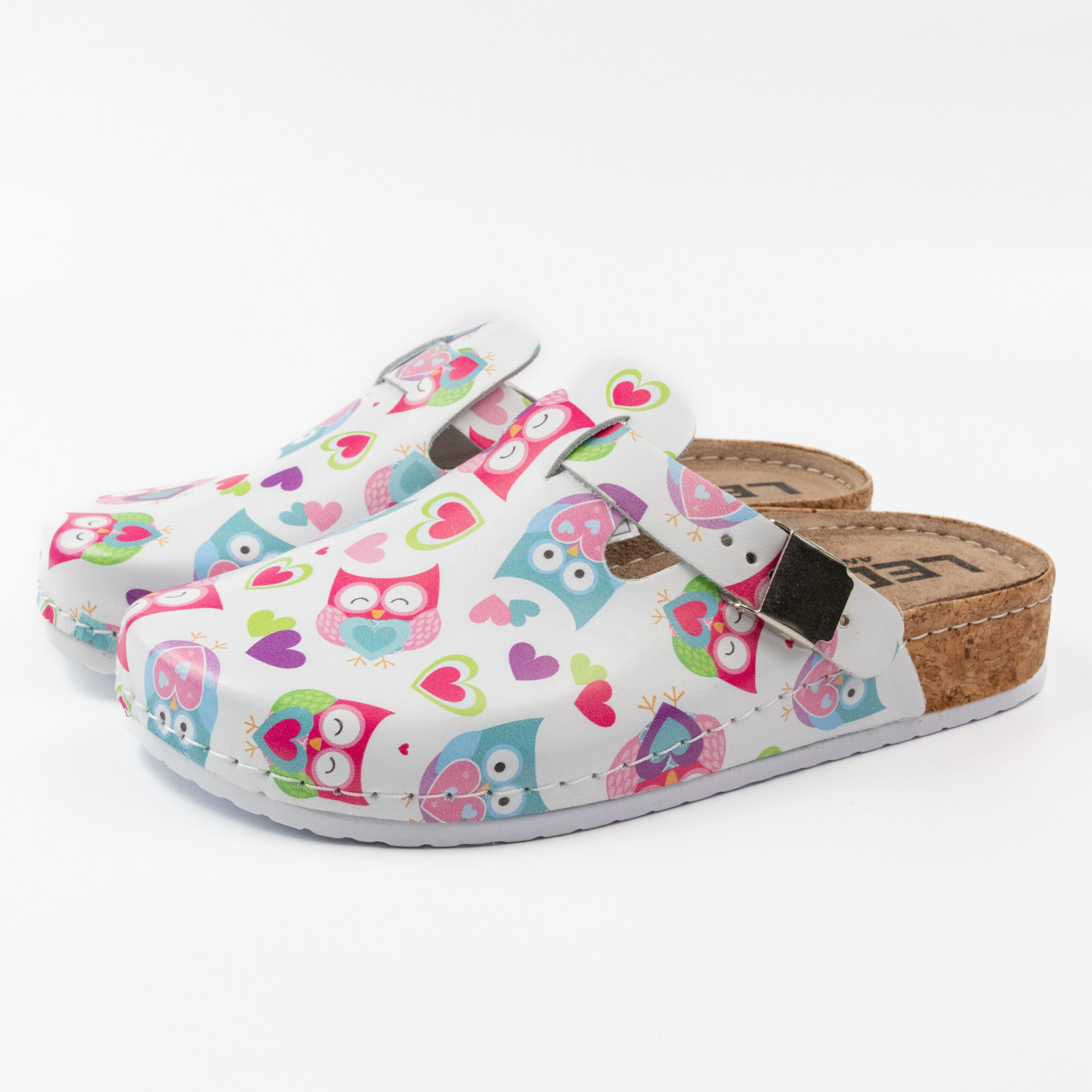 дамско анатомично сабо с принт на совички