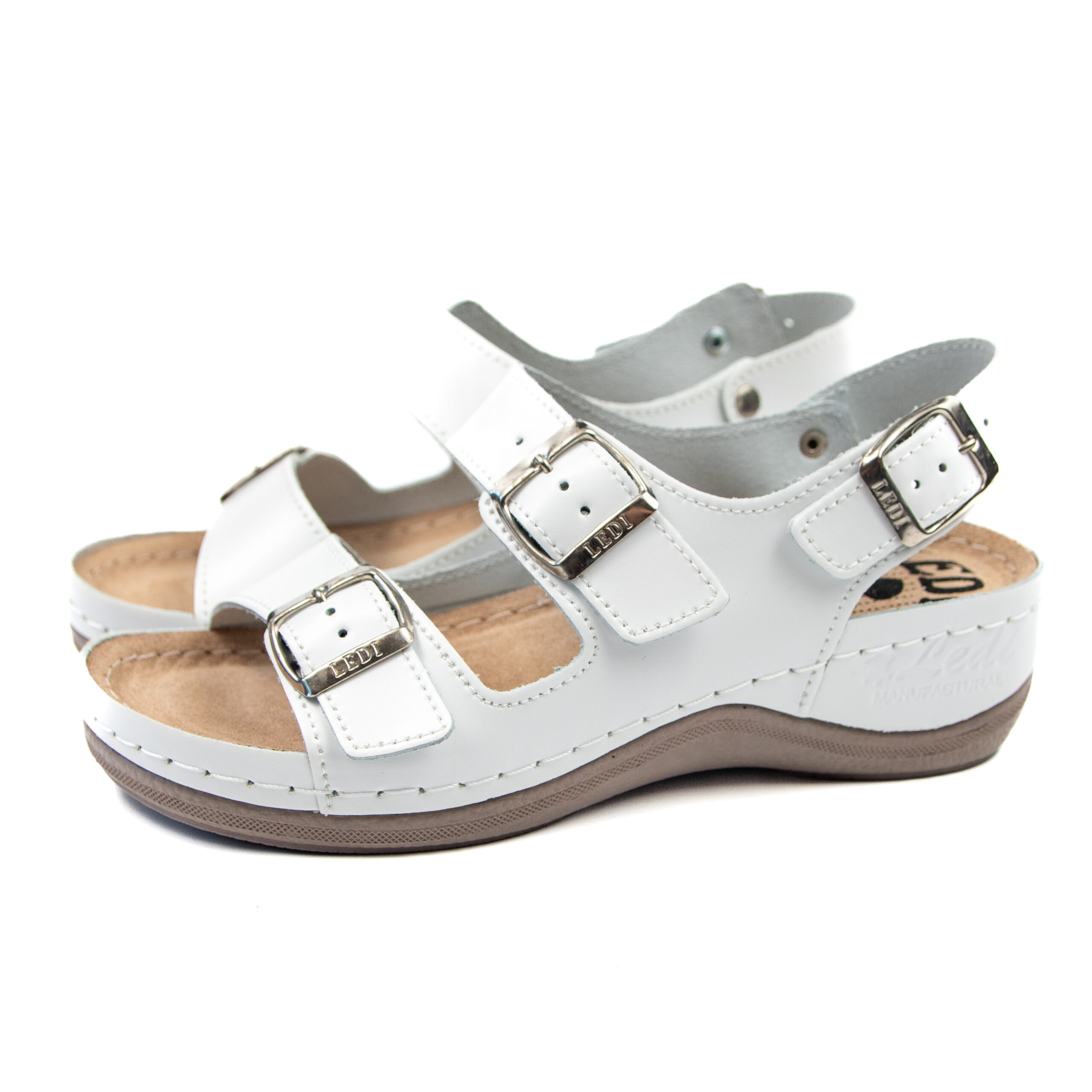 Дамски анатомични сандали в бяло с катарами 406/18 - Image 5