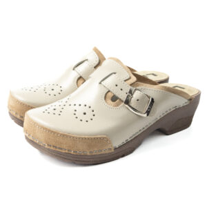 Бежови дамски ортопедични сабо LedianAtomic с катарама и перфорации